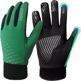 Winter Gloves Kids Boys Girls, Youth Running Biking Bike Warm Soccer Gloves Thermal Touchscreen for Cycling Sports Outdoor(Green,L)