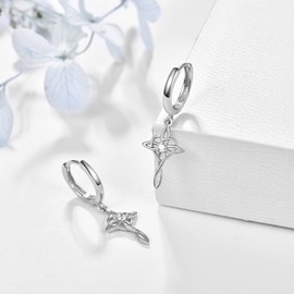 KINGWHYTE Celtic Knot Earrings 925 Sterling Silver Love Cross Hoop Earrings Jewellery Gifts for Women Girls Mother Daughter, Sterling Silver
