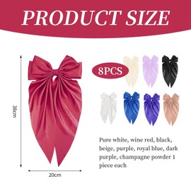 Pack of 8 Bow Hair Clips, Large Bow Hair Clips for Girls, Bows for Hair, Extra Large Hair Clips, Bow Hair Accessories for Girls