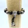 black and silver elastic bracelet bead mala Buddhist meditation letter