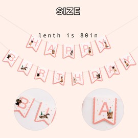 ZAIBIANHAO Cats And Dogs Banner - Happy Birthday Sign Bunting Decoration,Dog And Cat Theme Pet Adoption Party Supplies,Happy Birthday Banner Backdrop Photo Props