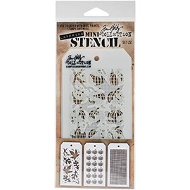 Stampers Anonymous MTS022 Tim Holtz Mini Layered Stencil Set, Multi-Colour, Pack of 3,16 x 7.9 x 0.1 cm