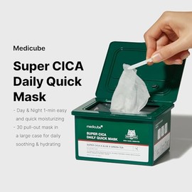 medicube Super Cica Daily Quick Facial Masks (30 Sheets) - 60-Second Soothing & Hydrating Facial Mask with 88% Cica, Instant Cooling & Moisturization 