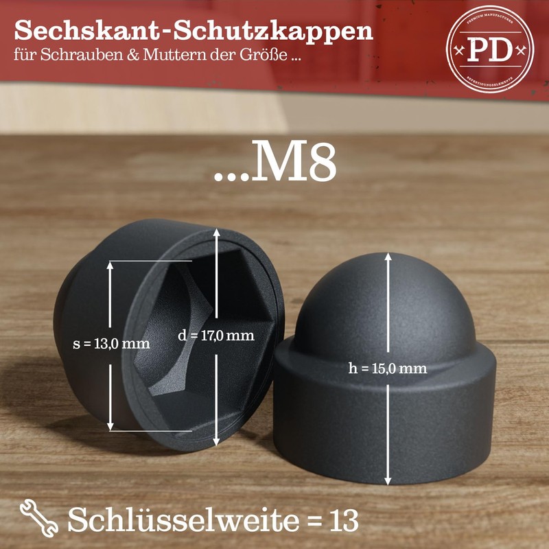 PD® Hexagonal protective caps M8 (wrench size 13), cover caps