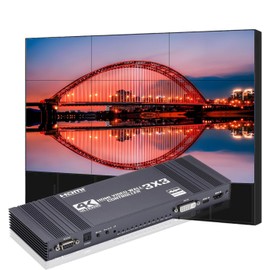 Video Wall Controller 3x3, 4K HDMI & USB-C & DVI Input 17 Splicing Modes,RS232,IR,180° Rotate, PCM Audio Output for 9 Channel Video Wall Processor