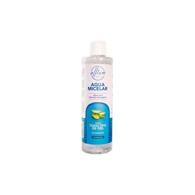Agua Micelar Desmaquillante con Aloe Vera y Pepino, 250ml, Sin