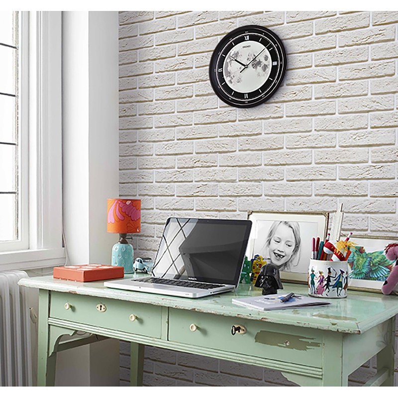 Seiko QXA831KRH Non Ticking Wall Clock, 16 Inch, Metallic Black