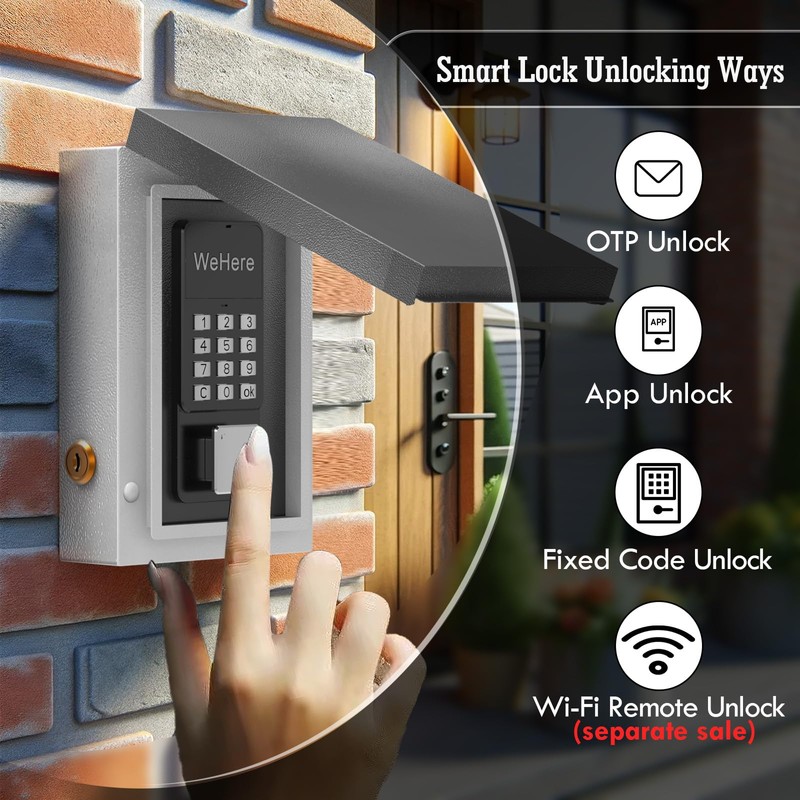 WeHere Key Lock Box Outdoor, Wall Mount Lockbox for Outside,