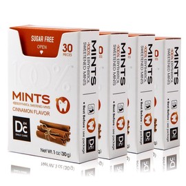 DC24 DAILY CARE Sugar Free Mints, Erythritol Breath Mints, Low Calorie, 4 flavors for Dry Mouth, Gluten Free, 30 Count, Pack of 4 - flavor: cinnamon