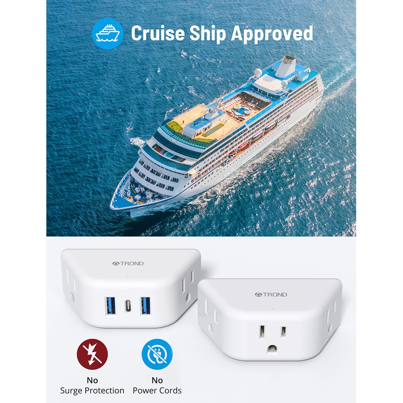 TROND Multi Plug Outlet Extender with USB - 2 Pack