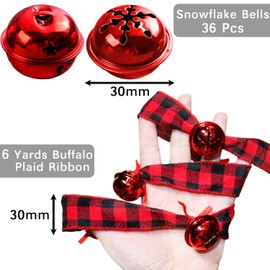 Jishi Guirnalda de árbol de Navidad de 6 yardas, campanilla rústica con diseño de búfalo a cuadros, guirnalda de árbol de Navidad, decoración clásico para el hogar, campo, decoración de metal, adornos de campana, guirnalda de cuadros rojos y negros