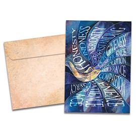 Tree-Free Greetings - Rosh Hashanah Cards - Artful Designs - 1 Card + Matching Envelopes - Made in USA - 100% Recycled Paper - 5"x7" - Generous and Kind (GO63104)