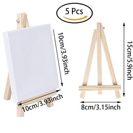 QNMD Easel Set, 5 Pieces Canvas with Wooden Small Table Easel for Art, Painting, Crafts (Frame + Easel), White