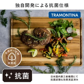 Tramontina 13454/051 Wood Cutting Board, Anti-Microbial, Advance, S, 11 x 7.5 in. (28 x 19 cm), Antibacterial, Lightweight, Reversible, Grooved, Made in Brazil