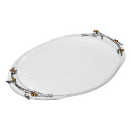 Fitz and Floyd Nature's Greeting Glass Serve Decorative Tray, 14 x 9.75 x 1.25 Inch