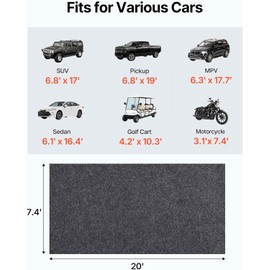 VEVOR Garage Floor Mat, 7.5'x20' Waterproof Protection from Water,Snow, Rain,Mud and Oil for Cars, Non-slip Heavy Duty Containment Mat with TPE Anti-Leak Backing & Easy to Clean & Cuttable