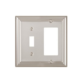 ZILLSEA Decorative Framed Design Switch Plates Outlet Covers, Duable Metal Wall Plates (Satin Nickel/1 Toggle/1 Decorator 1 Pack)