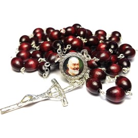 Saint Padre Pio - Rosario de reliquia de 3ª clase, patrón de defensa civil, adolescentes, alivio del estrés, Francesco Forgione Capuchin - Italia Malta, Regular, Sin gemas.