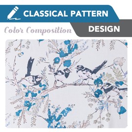 H.VERSAILTEX Floral 100% Blackout Curtains 96 inch Length 2 Panels Vintage Curtains Light Blocking Thermal Insulated Grommet Curtain Drapes for Bedroom Living Room with Hummingbird Pattern, Blue/Black