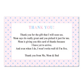 30 Thank You Cards Pink Blue Polka Dots Unisex Baby Shower or Baby Sprinkle Girl Boy + 30 White Envelopes