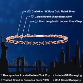 Gem Stone King Black Onyx Tennis Bracelet for Women in 925 Sterling Silver | 1.62 Cttw | Round 2.5MM | Gemstone December Birthstone | 7 Inch