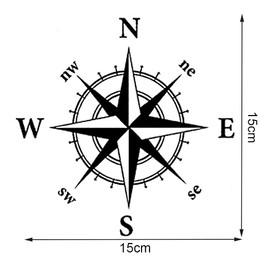 2 Pcs Compass Car Stickers Waterproof Vinyl Decals for All Motorhome Truck Van Car Bumper Decal 15cm*15cm Matt Black