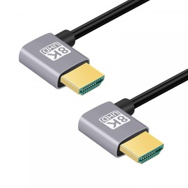 CY Cable HDMI 2.1 Ultra Thin HDTV Cable 8K 4K Hyper Super Flexible Slim Cord Left Angled to Left Angled 90 Degree Type-A for Computer HDTV (50cm)