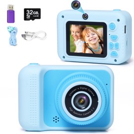 Kids Camera Toys, for Boys and Girls,JUVNAWEZ Digital Camera for Kids, Toddler Camera Christmas Birthday Toy Gifts for Kids Age 3 4 5 6 7 8 9 10 with 32GB SD Card, Video Recorder 1080P HD (Blue)