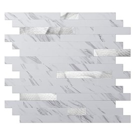 Art3d 10-Sheet Peel and Stick Backsplash Tile for Kitchen Bathroom Fireplace Laundry Room in White Marble Tone