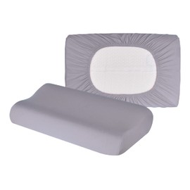 Cushion Cover for Neck Pillow Neck Support Pillow Health Pillow Made of Cotton for Sizes from 35 x 60 to 45 x 75 cm (Light Grey 105)
