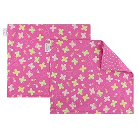 Funkins Reusable Cloth Placemats for Kids & Lunch Boxes | Reusable, Eco-Friendly | 15"x13", 2-ply, Thick, Absorbent, Machine Washable | Set of 2 Placemats (Pink Butterflies)