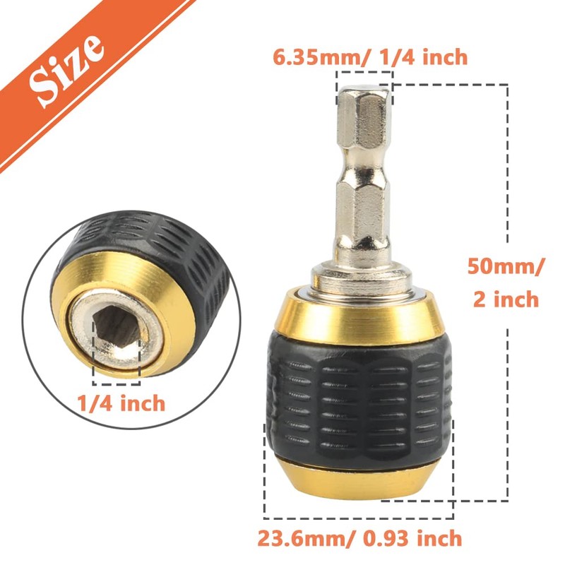 Mesee 3 Pcs Self-locking Drill Bit Holder 50mm, 1/4 Inch
