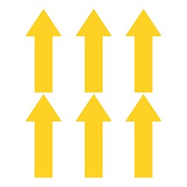 LiteMark Removable Matte Finish Yellow Large Wide Arrow Decal Vinyl Stickers | Great for Floors, Ceilings, Walls, and Most Smooth Surfaces | (Pack of 6 Arrows)