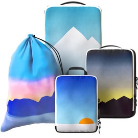 4-Piece Deluxe Compression Packing Cubes Travel - Maximize Space In Luggage With Double Capacity Design, Luxury Compressible Packing Cubes For Travel, Large, Small, & Medium Set