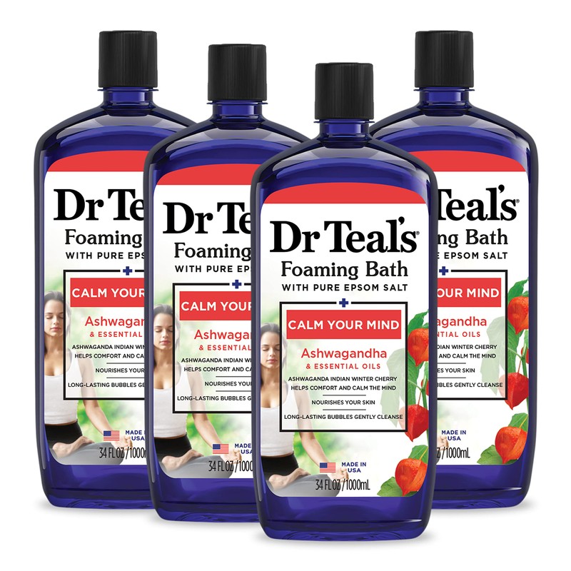 Dr Teal's Foaming Bath with Pure Epsom Salt, Ashwagandha, 34