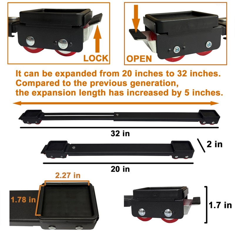 Appliance Rollers Heavy Duty 20-32in New Generation Extendable Appliance Rollers