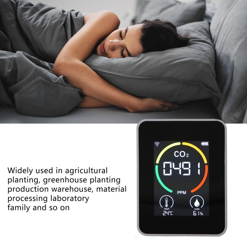 CO2 Detector Portable Battery Operated Temperature Humidity Meter Air Quality