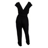eVogues Plus Size Deep V-Neck Jumpsuit Black - 3X