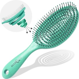 marQus Organic Hair Brush without Pulling with Unique Double Spiral Spring and More Bristles for Optimal Pressure Distribution and Care, Detangling Brush for All Hair Types, Pack of 1, Aqua Blue