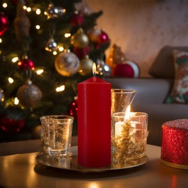 Hand Poured Pillar Candles Set of 2, 3x8 inches Emergency Large Red Candle, Smokeless Dripless Unscented and Non-Toxic Candles, Home Wedding Decor Candles