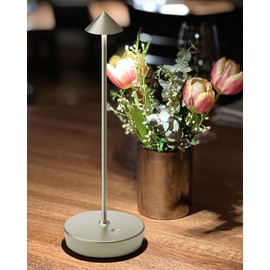 SHANGCAI Cordless Table Lamps Rechargeable, 6000mAh Battery Operated LED Desk Lamp Outdoor Waterproof Portable Touch Dimmable Table Night Light for Patio Restaurant Dining Home Silver