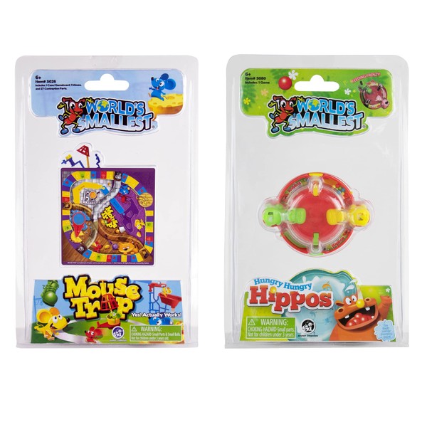 Worlds Smallest Games Bundle Set of 2 - Mouse Trap and Hungry Hungry Hippos