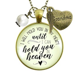 Gutsy Goodness Grandmother Memorial Necklace I Will Hold You In My Heart Grandma Jewelry Sympathy Gift 24"