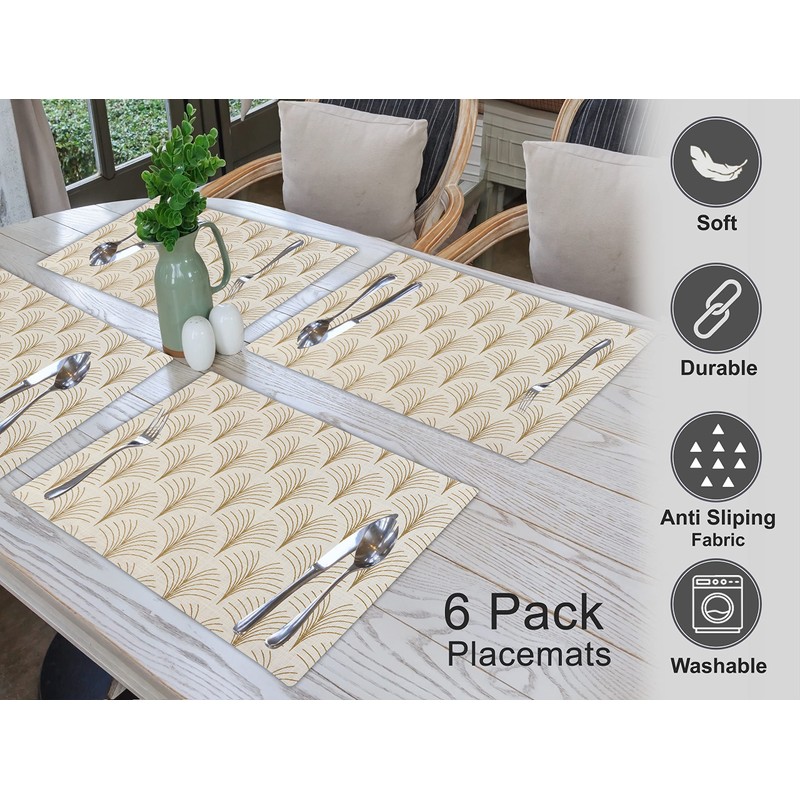Ruvanti Placemats 100% Cotton 13 x 19 Inch, Dining Table