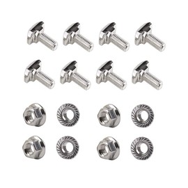PZRT 8pcs M8 x 25mm Hammer Head Bolt T Screw,8pcs M8 Hexagon Flange Nuts Set, Carbon Steel Nickel Plated for 4040 Series Standard 8mm T-Slot Aluminum Profile