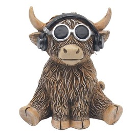 Lesser & Pavey Happy Highland Cow DJ Moo-Sic Home Decor Figurines & Ornaments For Home & Office | Decorative Home Accessories Statues For Indoor & Outdoor | Lovely Gifts for Women & Men