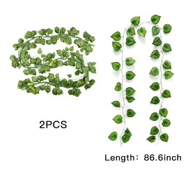 MysticHome Fake Vines 2 PCS for Home Décor - Artificial Hanging Plants for Indoor Spaces, Farmhouse & Desk Décor - Perfect for Living Rooms, Laundry Rooms, and More (Green E)