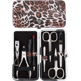 3 Swords Germany - brand quality 7 piece manicure pedicure grooming kit set for professional finger & toe nail care scissors clipper fashion leather case in gift box, Made by 3 Swords Germany (6318)
