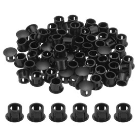 sourcing map 100pcs Nylon Plastic Hole Plugs, 2/7"(8mm) Round Drill Screw Hole Plugs Covers Knockout Locking Plastic Plugs Insert End Caps for Kitchen Cabinet Furniture, Black