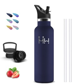 Stainless Steel Water Bottle, 0.75 L, Thermos Flask, BPA-Free, Drinking Bottle with Straw, Double-Walled Vacuum Insulated, Leak-Proof, Water Bottle with Filter, for Hiking, Camping, Fitness